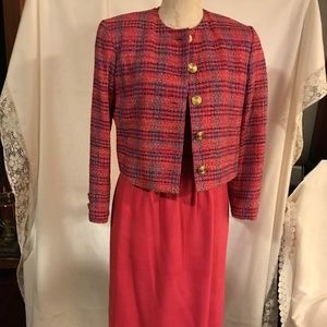 Vintage Doncaster silks, shocking pink colored 3 piece outfit, size 6